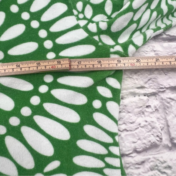 Tory Burch Green and White French Terry Hooded Top Large Long Sleeve Pullover - Picture 6 of 8